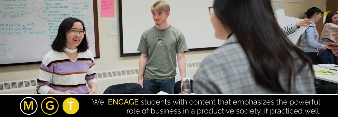 We  ENGAGE students with content that emphasizes the powerful role of business in a productive society, if practiced well.