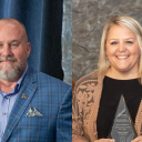 Bond Jones, left, and Lauren Stansberry, right, earned 2025 Sywassink Awards for Excellence